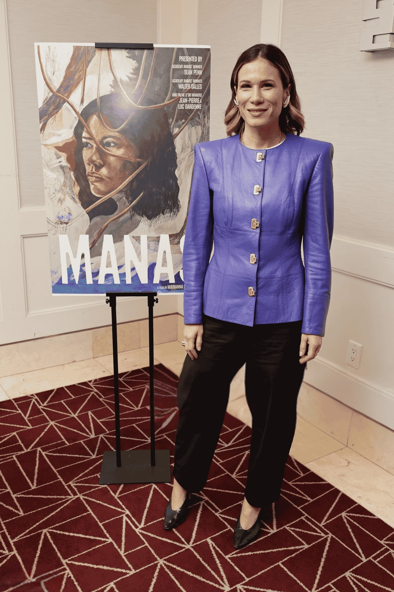 Marianna Brennand’s Royal Purple Leather Jacket Look Breakdown